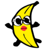 Cartoon banana with face and arms